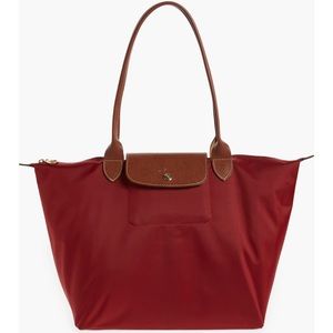 Large Red Longchamp Le Pliage Tote